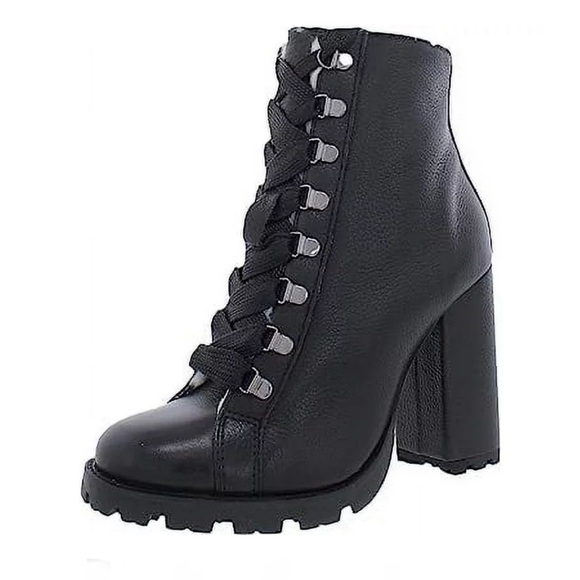 Schutz Zhara Shoes Lace Up Pointed Toe Block High Heel Combat Boots Size 10 New - Picture 3 of 9